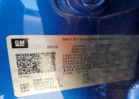 2019 Chevrolet Colorado Lt from USA, damaged, VIN 1GCGSCEAXK1127007